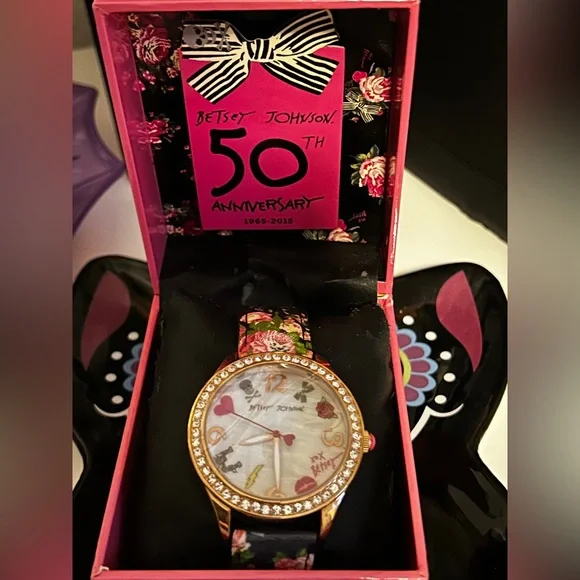 Betsey Johnson 50th Anniversary Floral Watch - Pink and Rose Gold - Picture 1 of 6